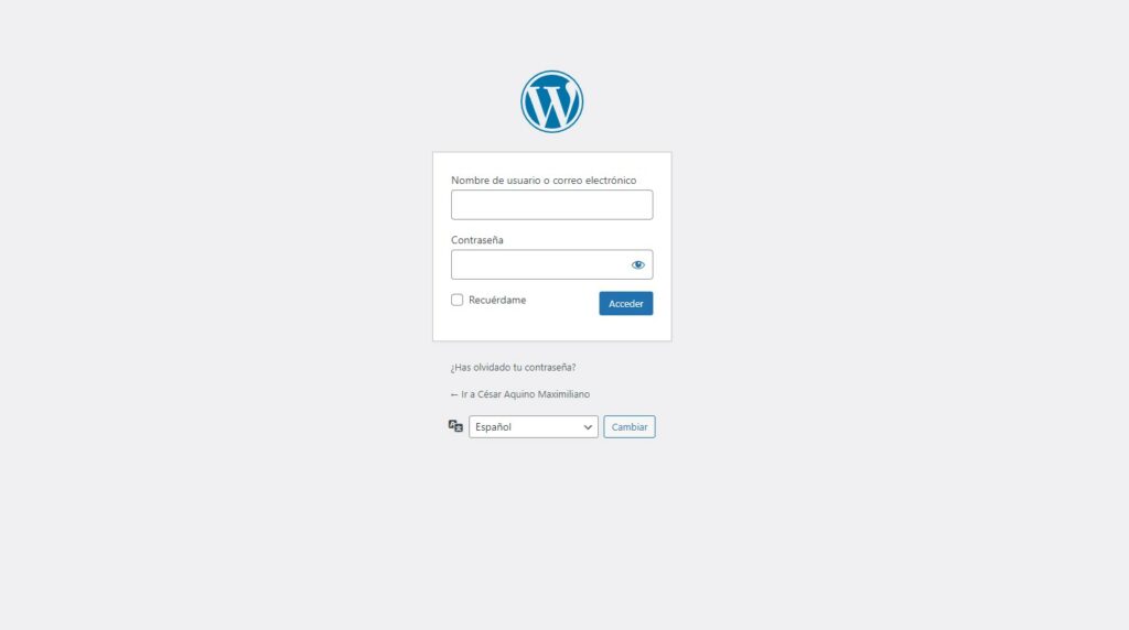 iniciar sesion WordPress